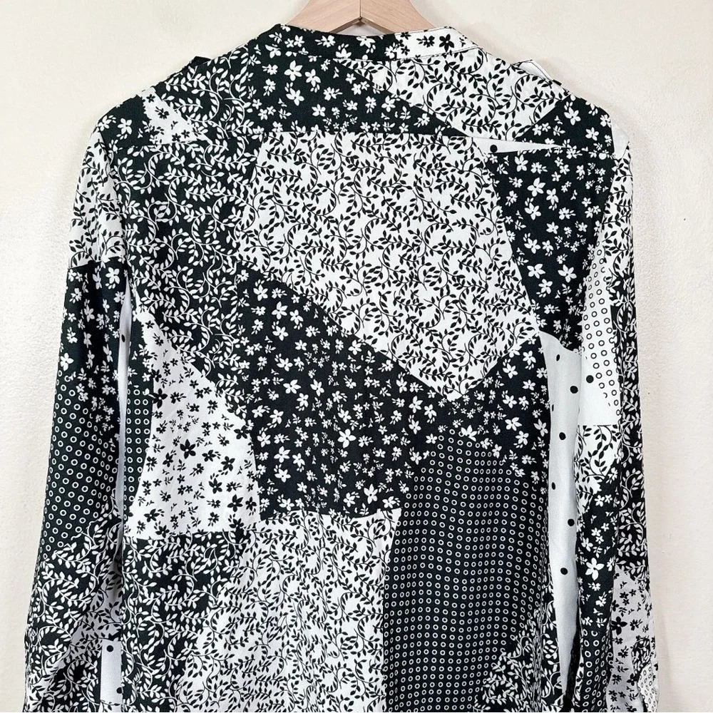 Calvin Klein Womens Size Xlarge Patchwork Print Over Button Relaxed Shirt - Picture 11 of 13